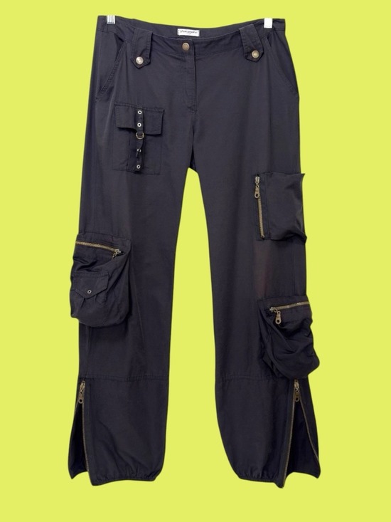 Sharagano Denim - 90s Sharagano Black Baggy Cargo Pants S Y2K CyberPunk Techwear Goth Tactical